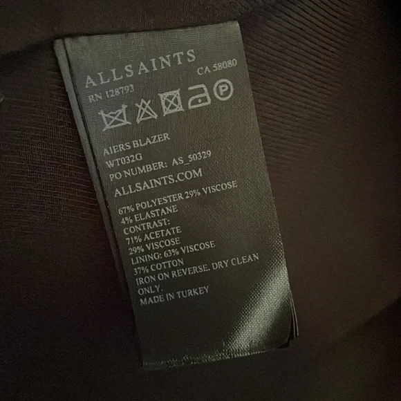 AllSaints Aiers Blazer in Black US 4 - Picture 16 of 16